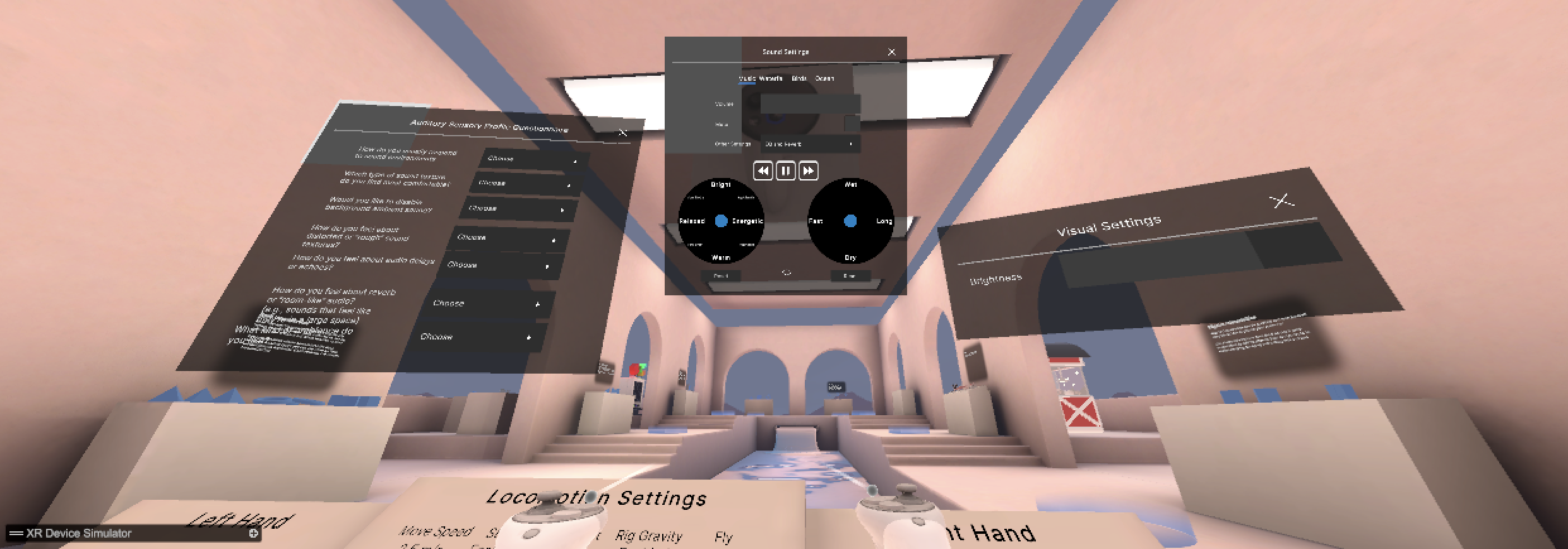 Neuroverse VR menu panels
