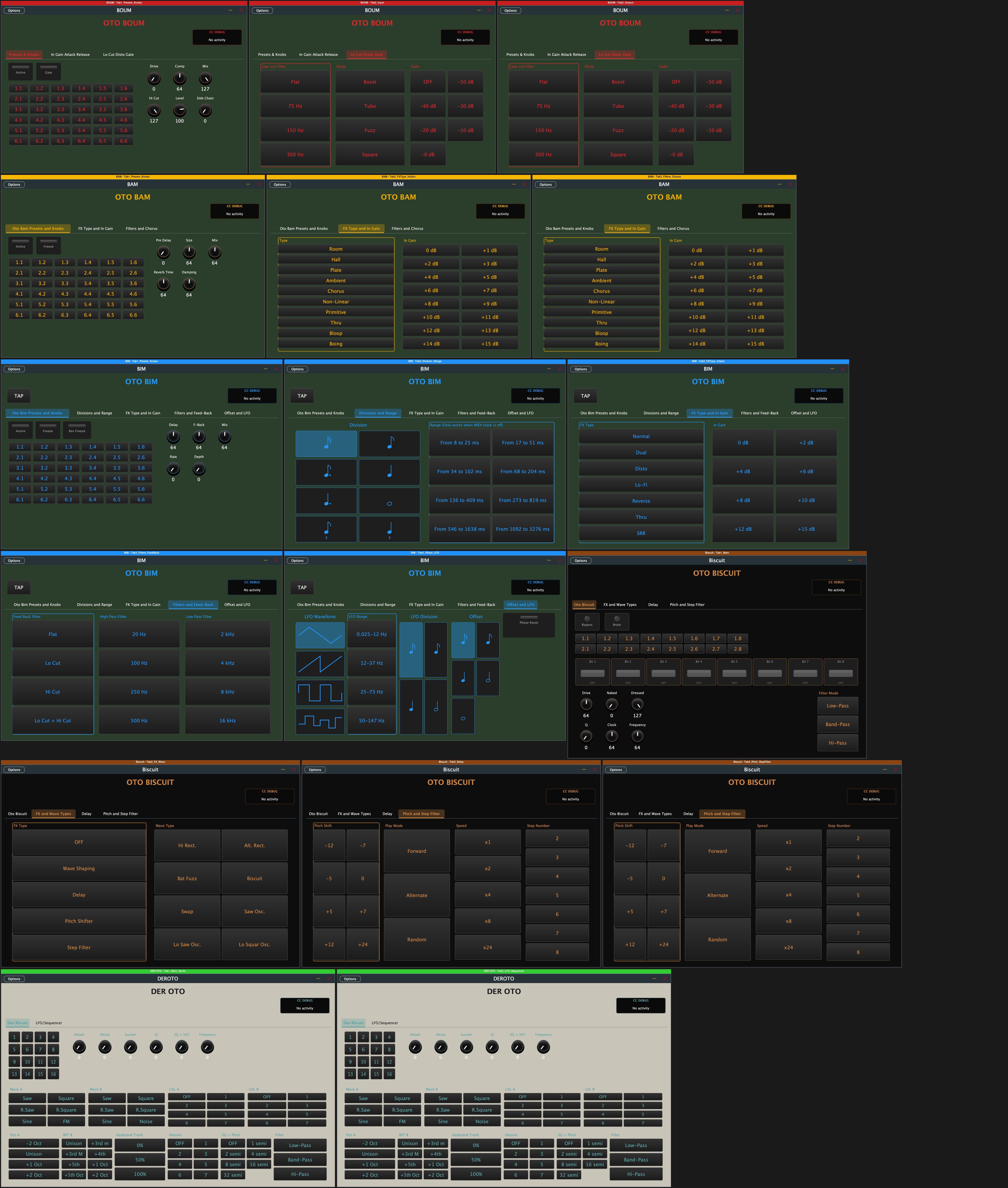 OTOInterface Pro — all plugin UIs